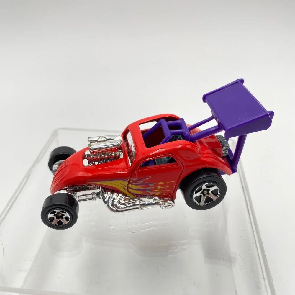 Hot Wheels 1999 Fiat 500 C Red Diecast Toy Car Purple Spoiler Kids